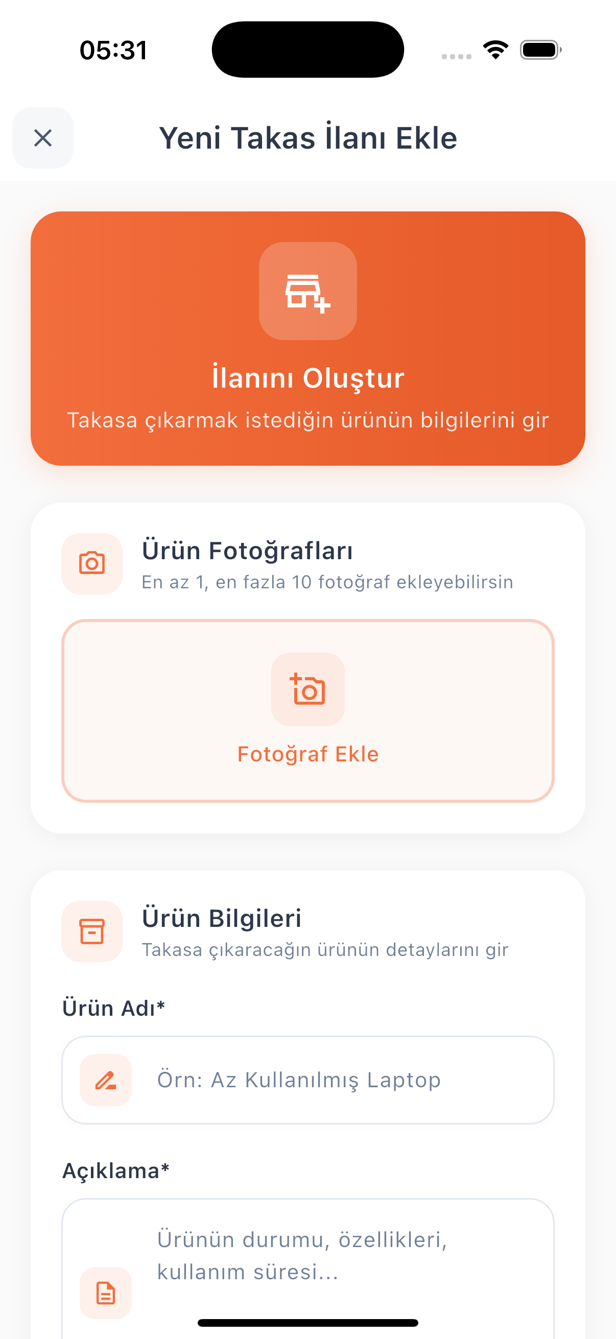 Tokush Yeni İlan Ekleme